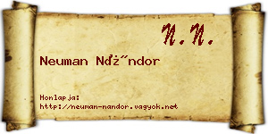 Neuman Nándor névjegykártya